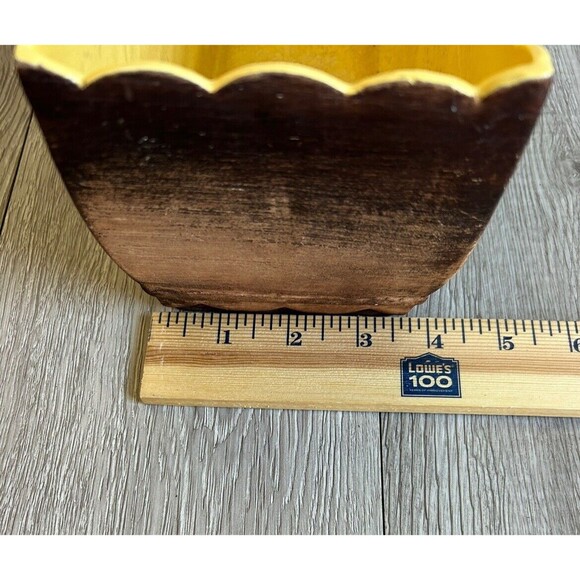 VTG Braytons Laguna CA Ceramic Floral Rectangle Planter Brown Yellow Flowers - Picture 10 of 12